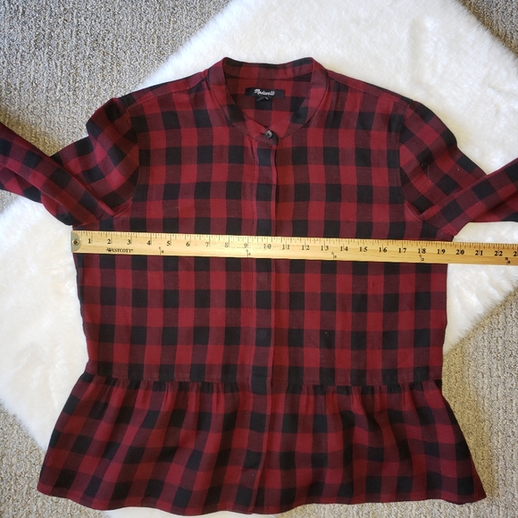 Madewell Lakeside Peplum Top in Buffalo Check - Picture 7 of 16